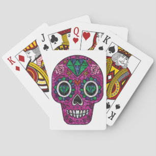 Jeu De Cartes crâne de sucre parties scintillant rose