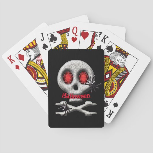 Jeu De Cartes Crâne d'Halloween et araignées Customisées (dos)