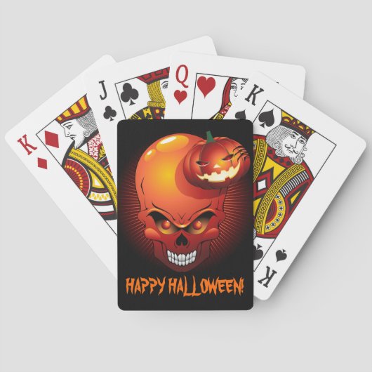 Jeu De Cartes Crâne d'Halloween et cartes de jeu Citrouille (dos)