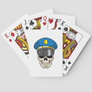 Jeu De Cartes Crâne en tant qu'officier de police avec casquette