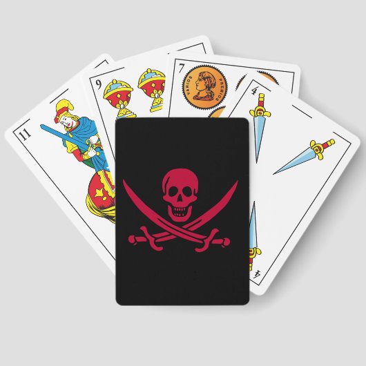 Jeu De Cartes Crâne et épées de Crimson Drapeau pirate de Calico (Verso)