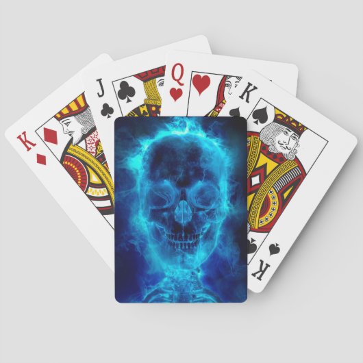 Jeu De Cartes Crâne flamboyant bleu (dos)
