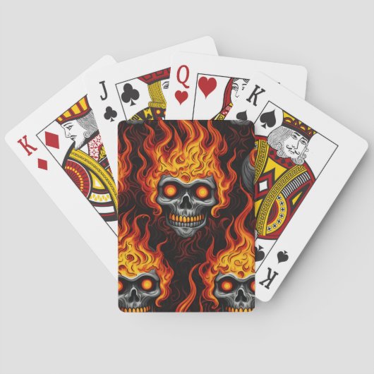 Jeu De Cartes Crâne flamme conception gothique tatouage roche et (dos)