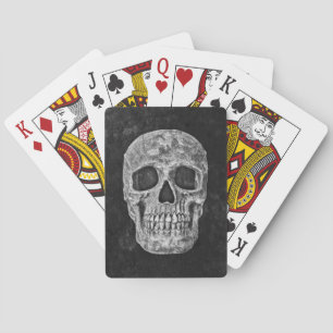 Jeu De Cartes Crâne Gothique Noir Et Blanc Grunge