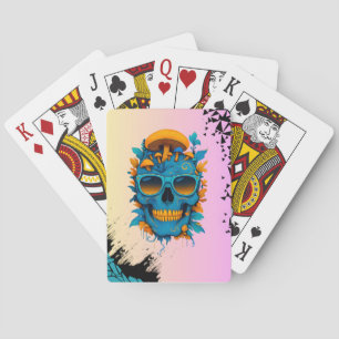 Jeu De Cartes Crâne gothique psychédélique vibrant 
