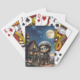 Jeu De Cartes Crâne Mignon Motard   Balade au Clair de Lune à Tr