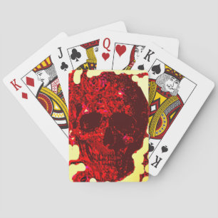 Jeu De Cartes Crâne rouge sang sculpté -