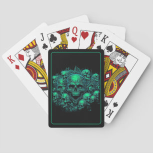 Jeu De Cartes Crânes Assortis Vert Skeletons de peur Noir