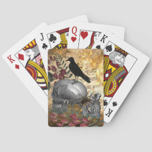 Jeu De Cartes Crânes de squelette de corbeau et araignée