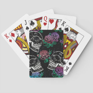 Jeu De Cartes Crânes et Roses sombres Funky Glam Ombre Grunge