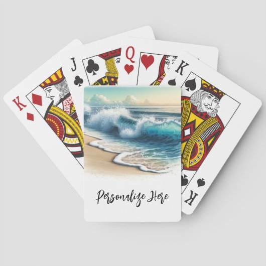 Jeu De Cartes Crashing Ocean Waves Rustic Coastal Beach Wedding (dos)