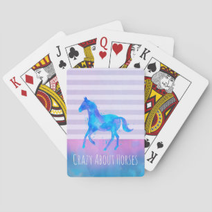 Jeu De Cartes Crazy À propos des chevaux Aquarelle rose et bleu