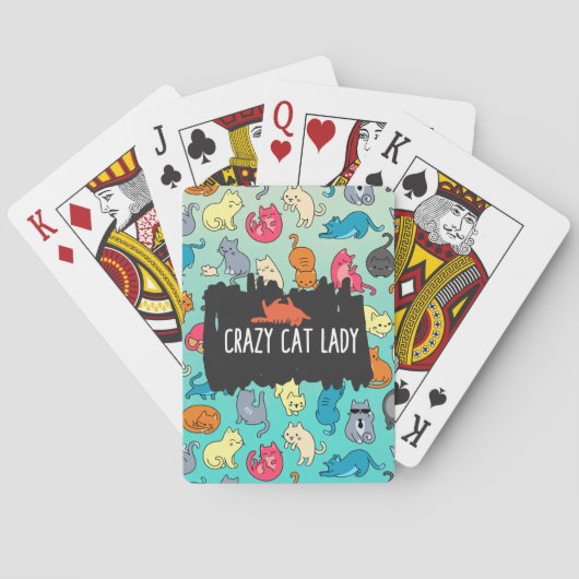 Jeu De Cartes Crazy Cat Lady Cute et Playay Cat Motif (dos)