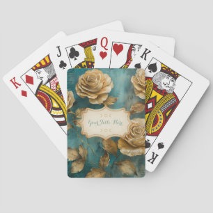 Jeu De Cartes Créez Vos Propres Roses Florales Sarcelle & Or