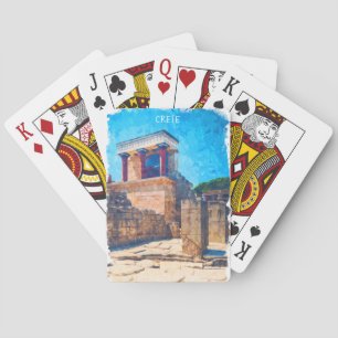 Jeu De Cartes Crète Grèce antique Temple aquarelle
