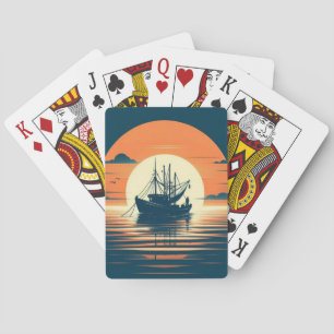 Jeu De Cartes crevettes vintages/marines/pêche