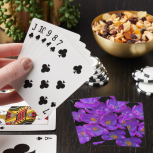 Jeu De Cartes Crocus de printemps violets sur fond floral noir