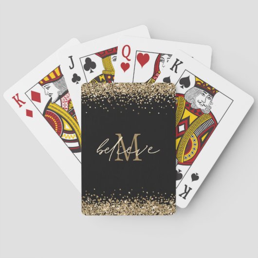 Jeu De Cartes Croire Script Monogramme initial Parties scintilla (dos)