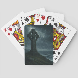 Jeu De Cartes Croix celtique dans la mer ventée orageuse