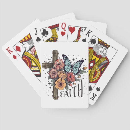 Jeu De Cartes Croix de la Foi Florale (dos)