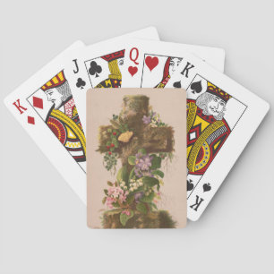 Jeu De Cartes Croix florale rustique vintage, carte de Pâques,