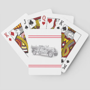 Jeu De Cartes croquis au crayon de vieux camion de pompiers dess