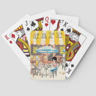 Jeu De Cartes Croquis mignon de scène de la France Café