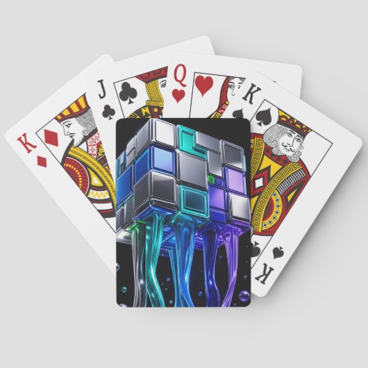 Jeu De Cartes Cube de puzzle chromé futuriste (dos)