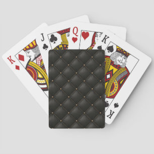 Jeu De Cartes Cuir Noir Matelassé avec Clous Dorés