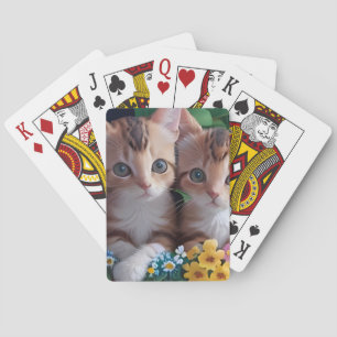 Jeu De Cartes Cuisinement Cute Kittens dans un panier à fleurs