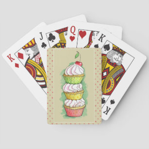 Jeu De Cartes cupcakes à l'aquarelle. Illustration de cuisine.