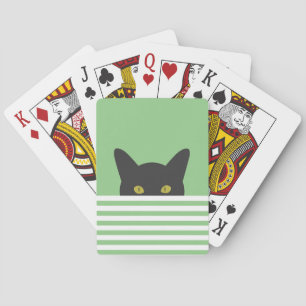 Jeu De Cartes Curieux Peeking noir Chat Vert bande