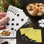 Jeu De Cartes Curieux point Polka jaune de chat noir personnalis (In Situ)