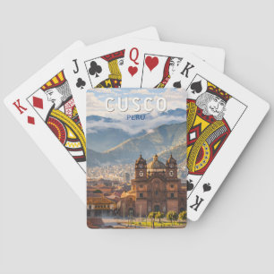 Jeu De Cartes Cusco Pérou Illustration Art de Voyage Vintage