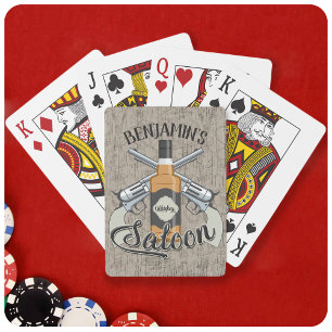 Jeu De Cartes Custom Cowboy Revolver Gun Whiskey Saloon