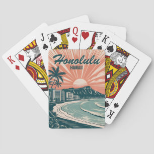 Jeu De Cartes Custom Hawaii Honolulu Waikiki Beach Retro Travel