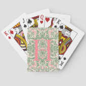 Jeu De Cartes Custom Monogram Pink & Green Floral Pattern Cards (dos)