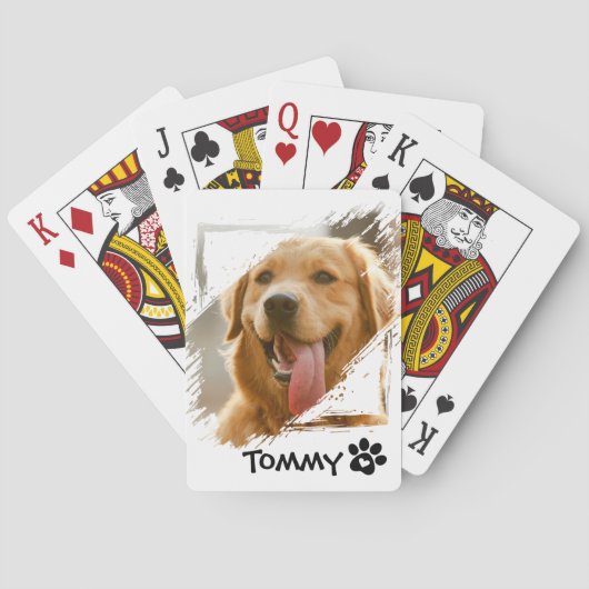 Jeu De Cartes Custom Pet Photo Playing Cards with Name – White (dos)