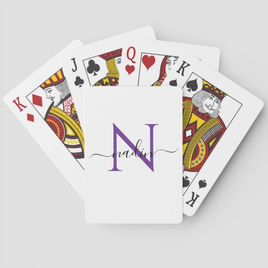 Jeu De Cartes Custom Purple Monogram Name Playing Cards (dos)