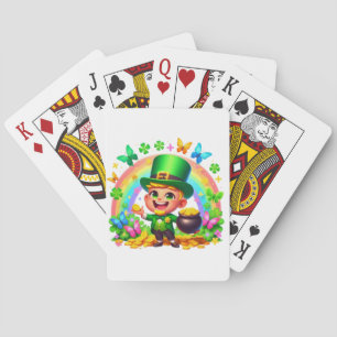 Jeu De Cartes Cute arc-en-ciel Leprechaun avec or