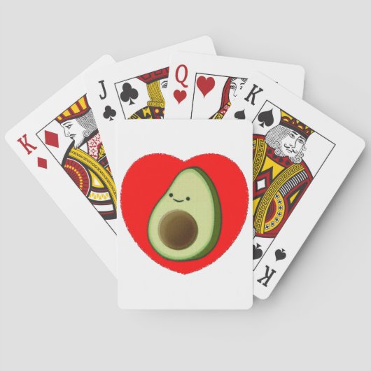 Jeu De Cartes Cute Avocado Dans Le Coeur Rouge (dos)