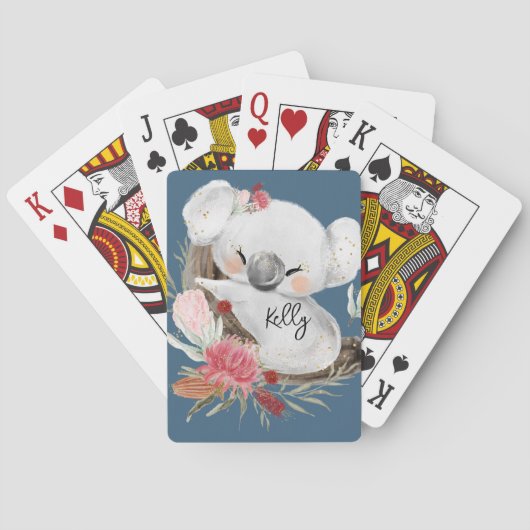 Jeu De Cartes Cute Baby Koala Gold Speckle Nom personnalisé (dos)