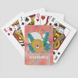 Jeu De Cartes Cute Baby Lion Animal Jungle Aquarelle