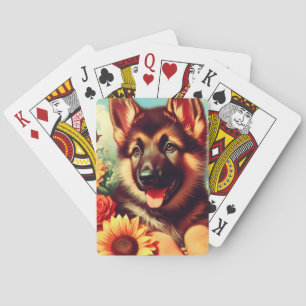 Jeu De Cartes Cute berger allemand Peinture de chiot