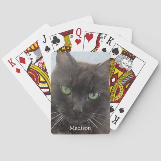 Jeu De Cartes Cute Black Cat Photo Nom personnalisé (dos)