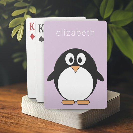 Jeu De Cartes Cute Cartoon Penguin Pastel Purple Nom moderne
