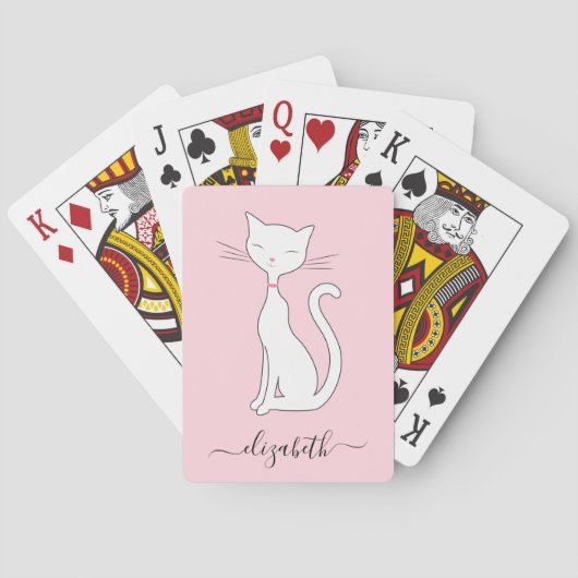 Jeu De Cartes Cute Chat Monogramme Rose (dos)