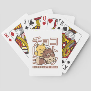 Jeu De Cartes Cute Chat Riding Chocolat Lait Carton Kawaii Art