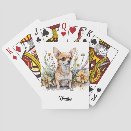 Jeu De Cartes Cute Chihuahua en fleurs (dos)