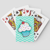 Jeu De Cartes Cute Cupcake ; Aqua Green Chevron (dos)